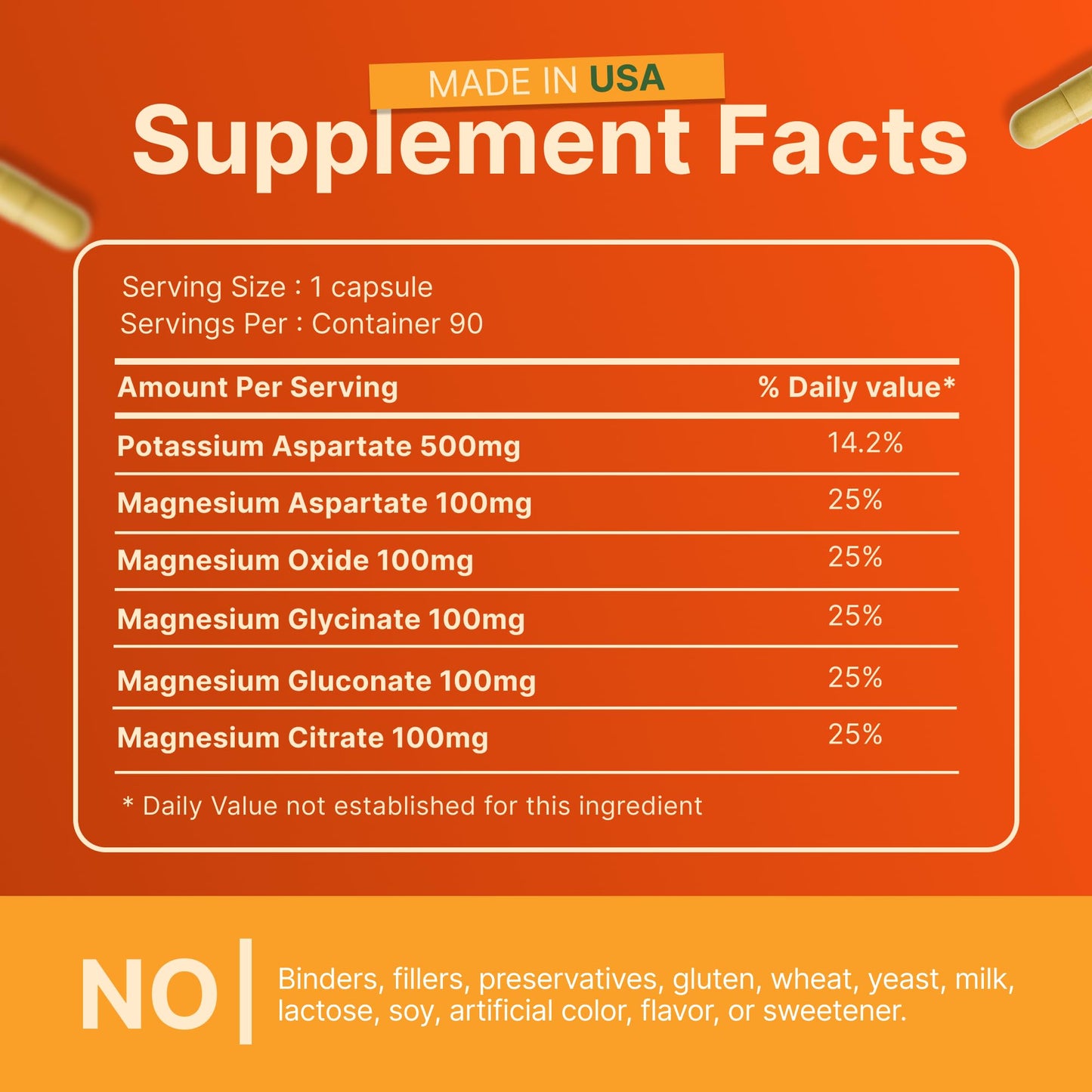 INVITA Potassium Magnesium Complex 1000 MG for Leg & Muscle Support Capsules 90 Count