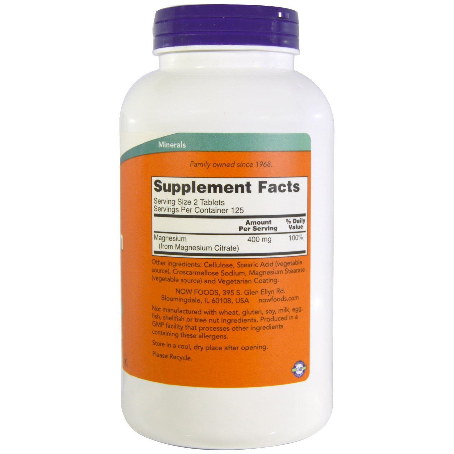 NOW Foods Magnesium Citrate 200mg, 500 Tablets