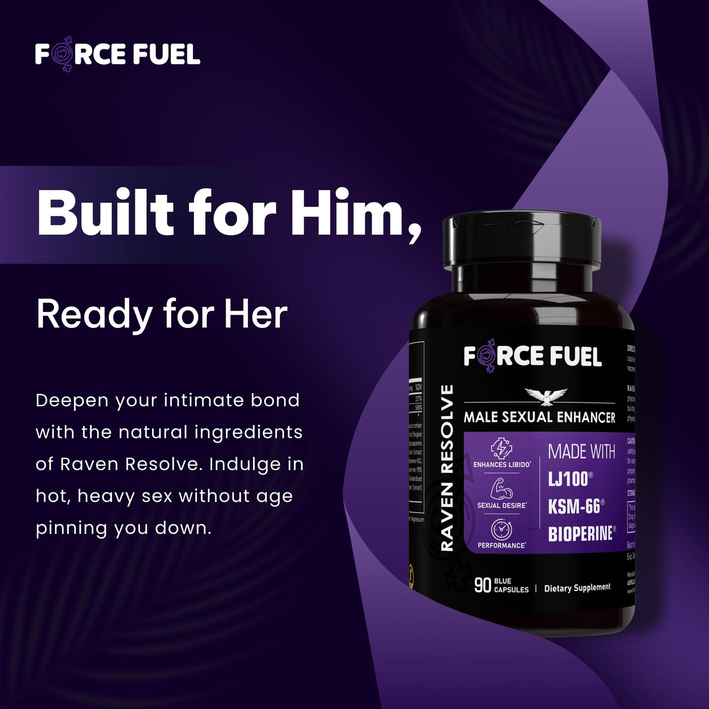 FORCE FUEL Raven Resolve Sex Pills for Men Capsule 90 Count