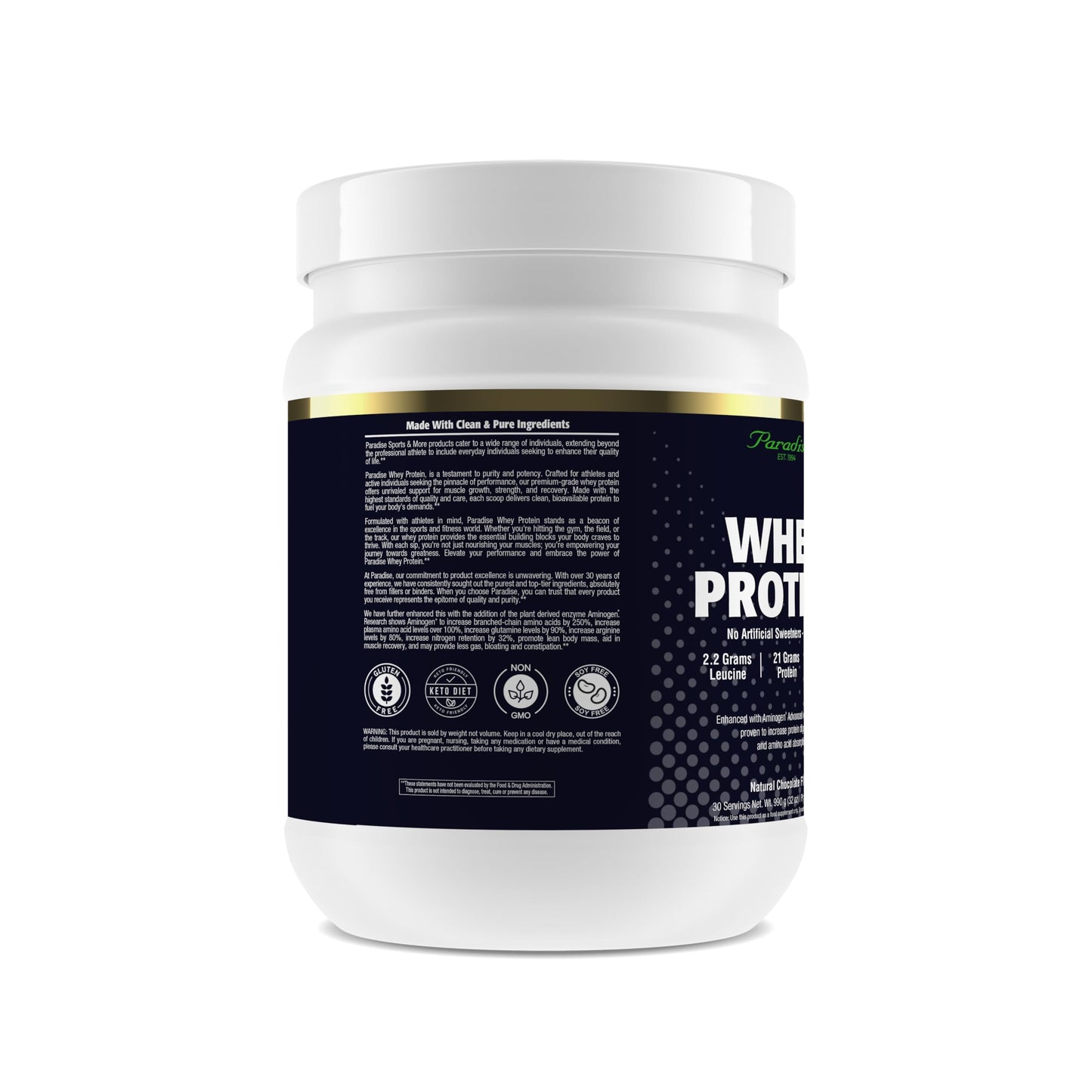 Paradise Herbs 100% Whey Protein Powder, Chocolate, 32 Servings