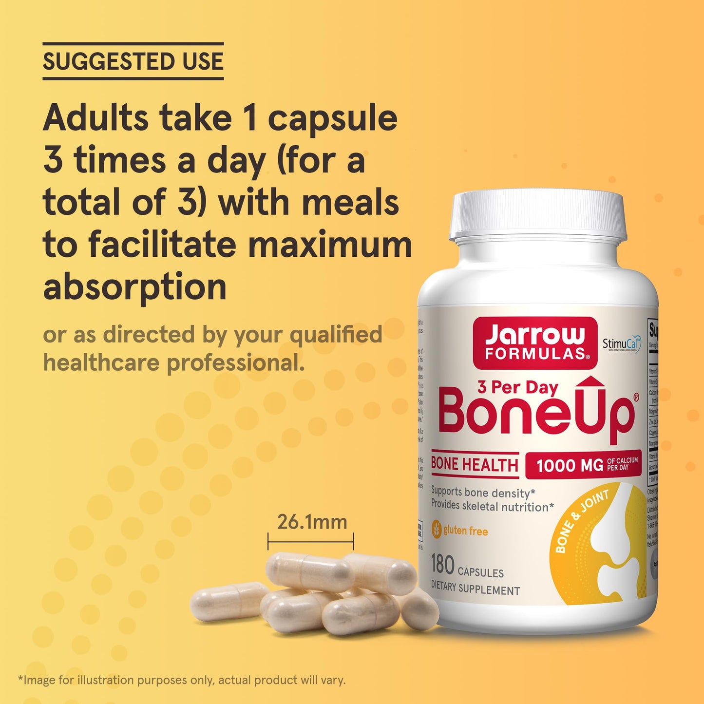 Jarrow Formulas BoneUp Three Per Day for Bone Density and Skeletal Nutrition Includes Vitamin D3, K2 (as MK-7) and Calcium, 180 Capsules