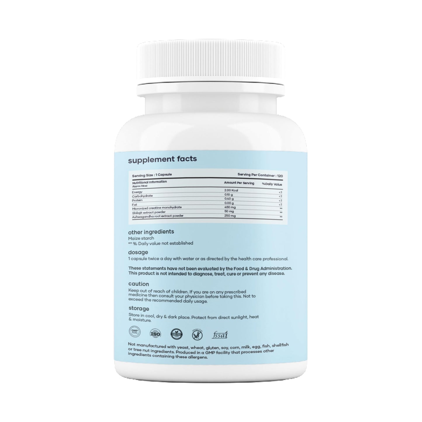 Mars by GHC Micronized Creatine Monohydrate with Shilajit & Ashwagandha, 360 Capsules