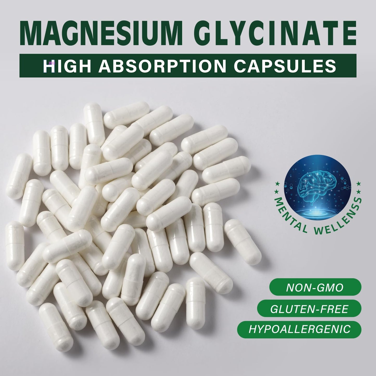 ElevateLife Magnesium Glycinate 400 mg Capsule, 90 Count