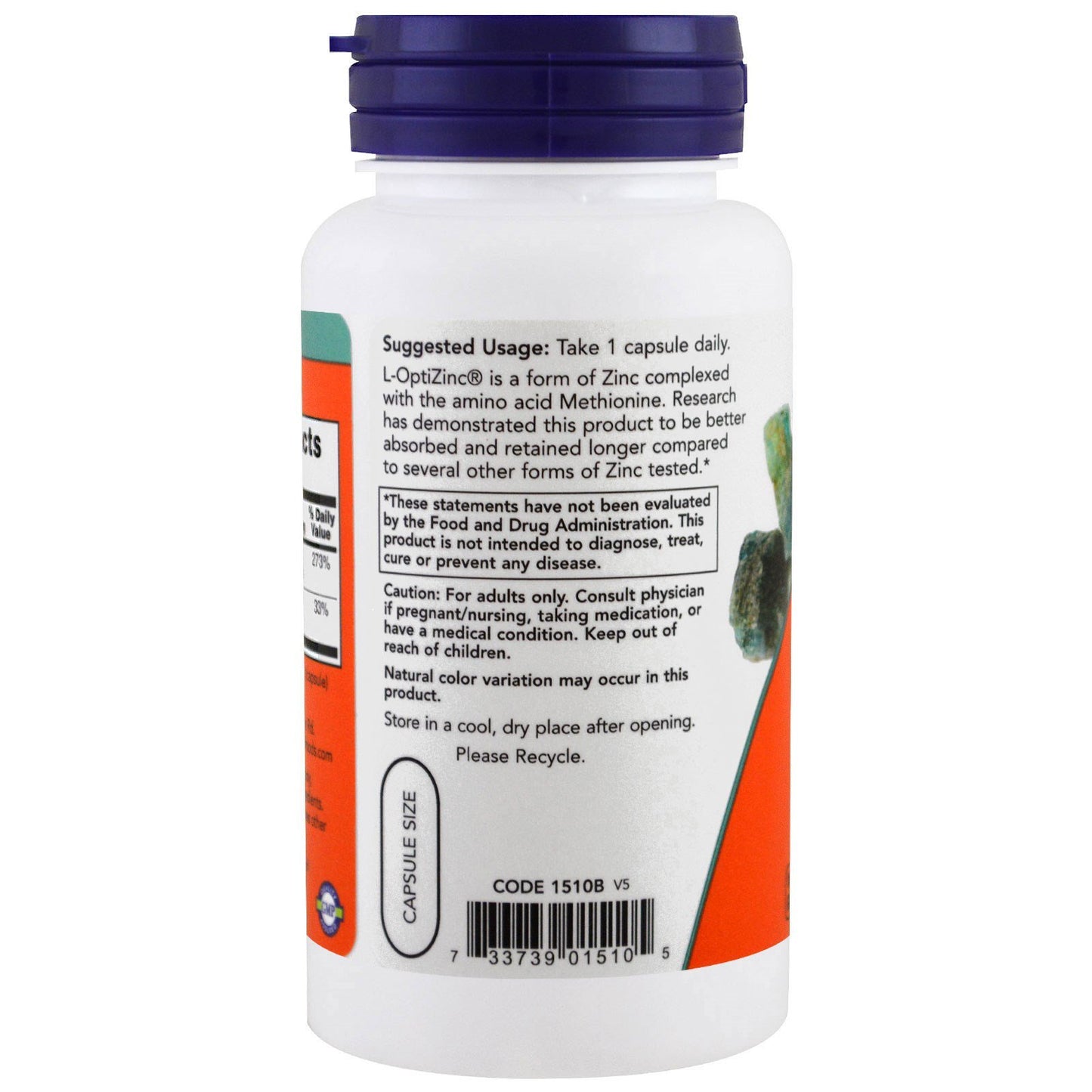 NOW Foods Opti L-zinc 30 mg, 300 Capsules
