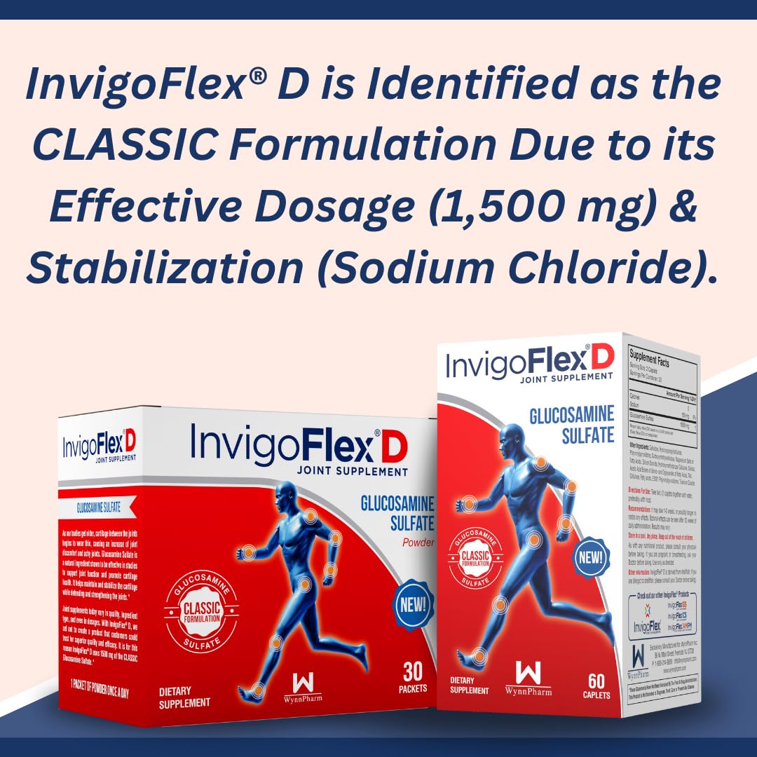 INVIGOFLEX Glucosamine Sulfate Powder, 1500mg, 90 Packets