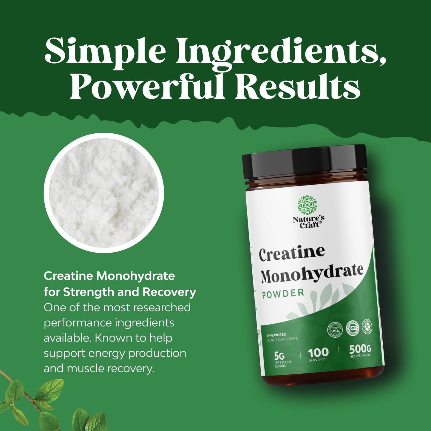 Natures Craft Micronized Creatine Monohydrate Powder, 3 Pack