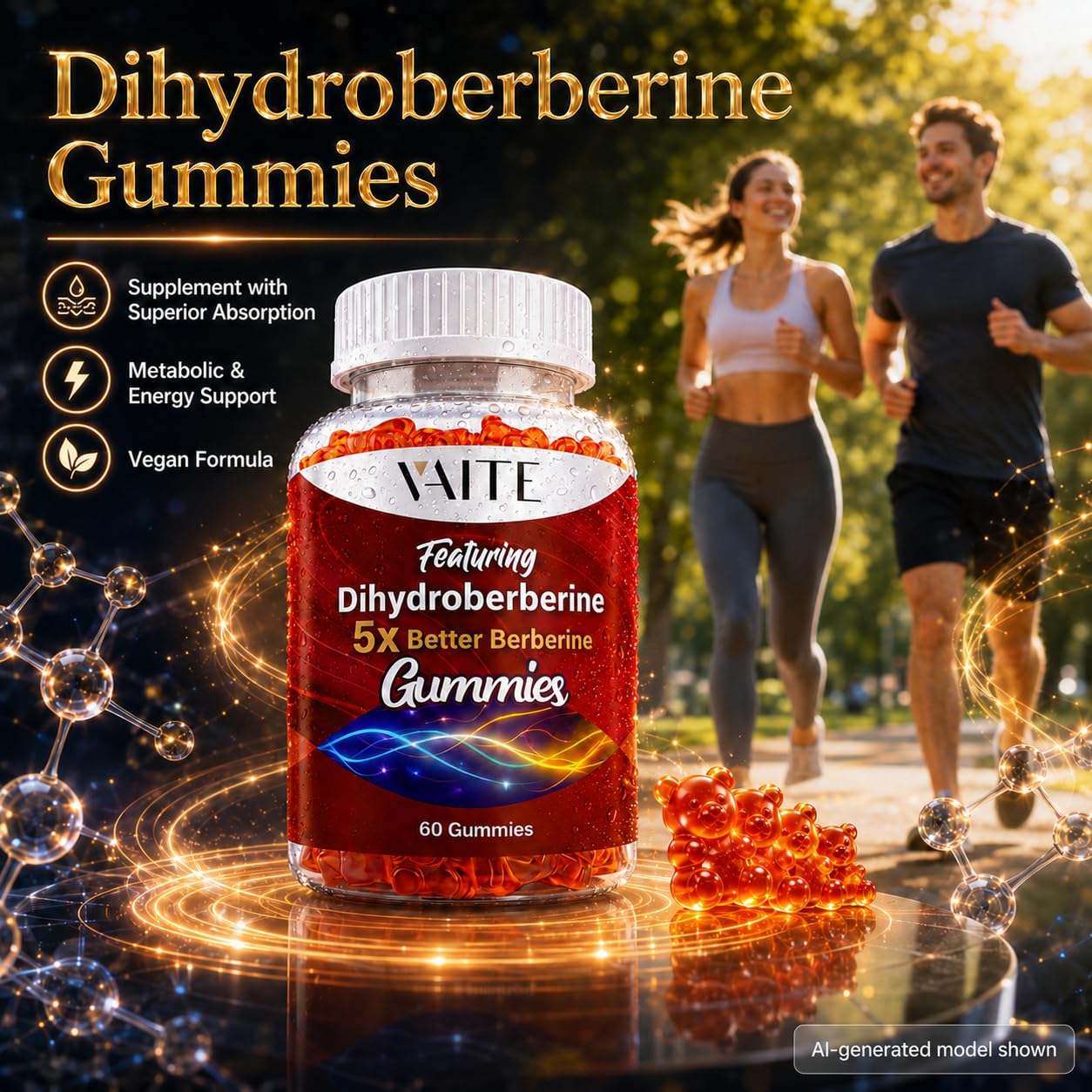 VAITE Dihydroberberine 5X Better Berberine HCl – 7-in-1 Advanced Complex for Enhanced Absorption Chewable Gummies, 60 Count
