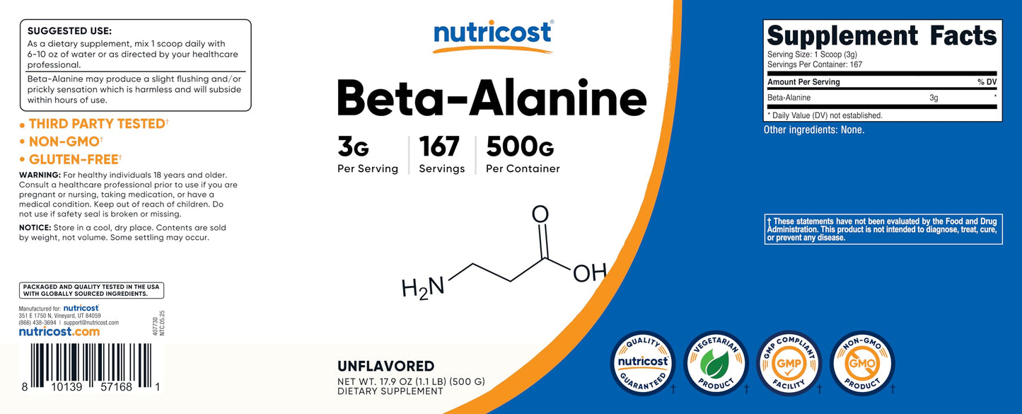 Nutricost Beta Alanine Powder 1.1 lb