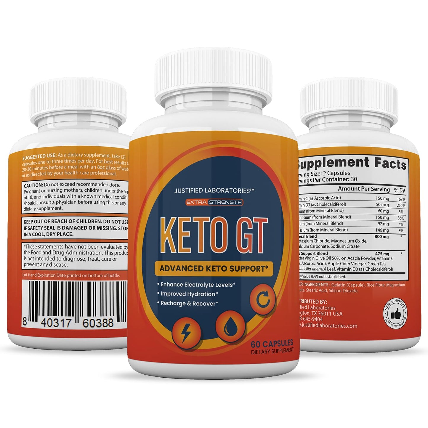 Justified Laboratories Keto GT Keto Pills 1275MG Capsules, 60 Capsules