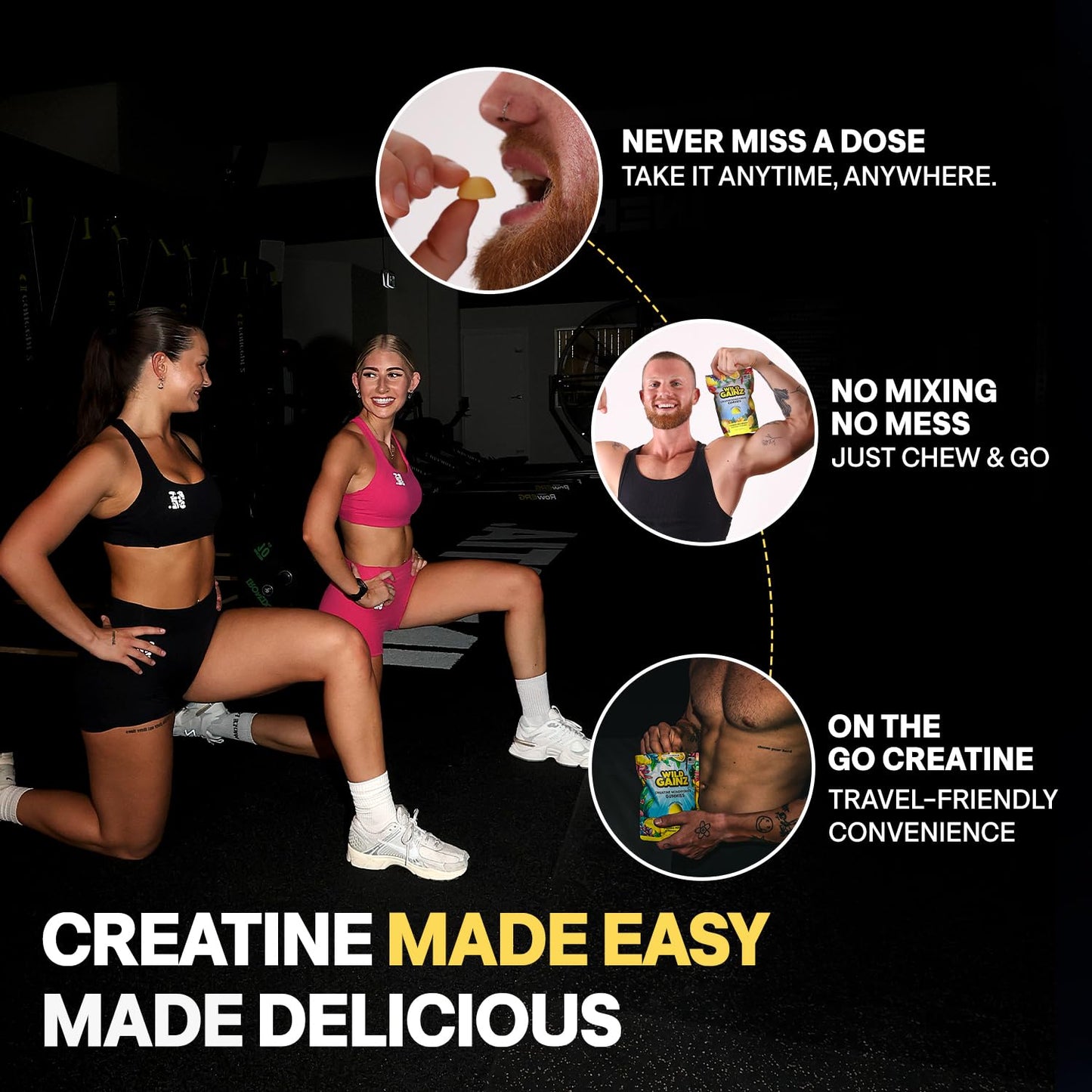 WILD GAINZ Creatine Monohydrate Gummies 150 Count