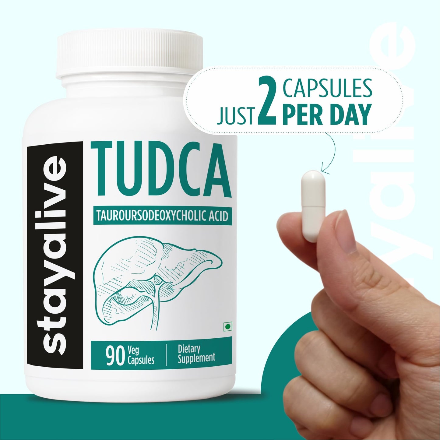 STAYALIVE TUDCA 500mg Capsules, 90 Count