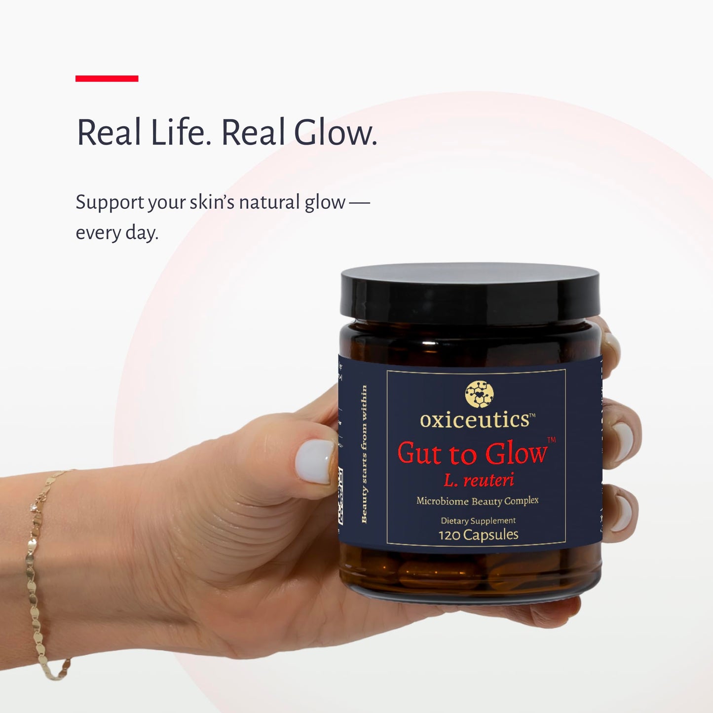 Oxiceutics Gut to Glow L. reuteri Probiotic + Marine Collagen & Hyaluronic Acid Capsule 120
