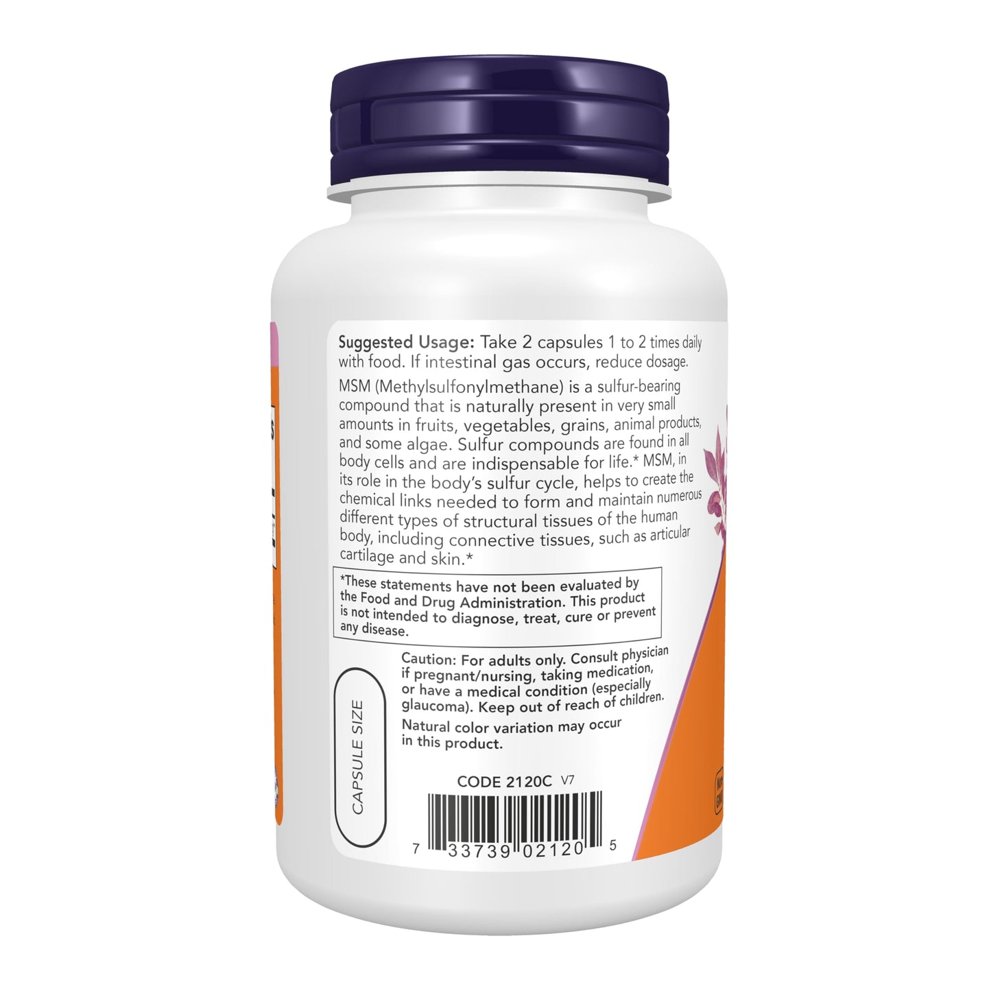 NOW Foods MSM 1000mg 120 Capsules