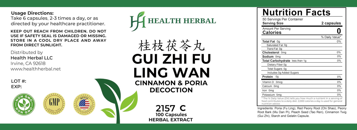 Health Herbal Gui Zhi Fu Ling Wan Cinnamon & Poria Decoction Capsules 100
