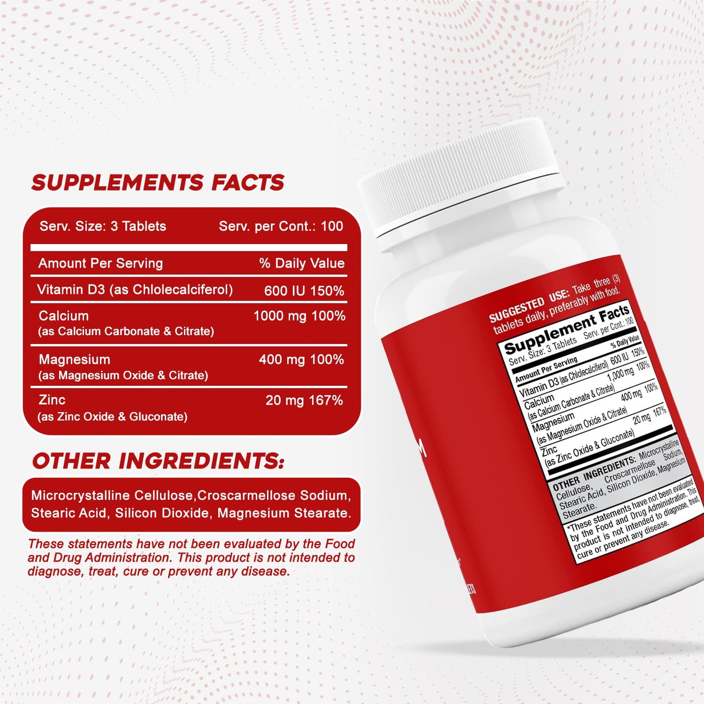 Safrel Calcium Magnesium Zinc with Vitamin D3 Tablet 300 Count