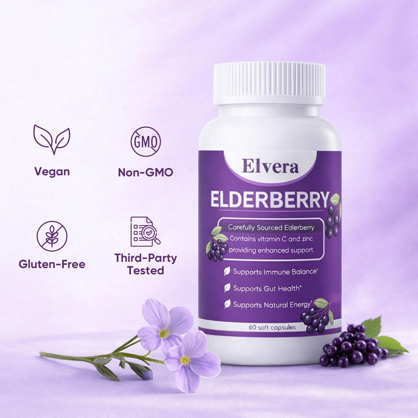 ELVERA Elderberry Gut Support Capsule, 60 Capsules