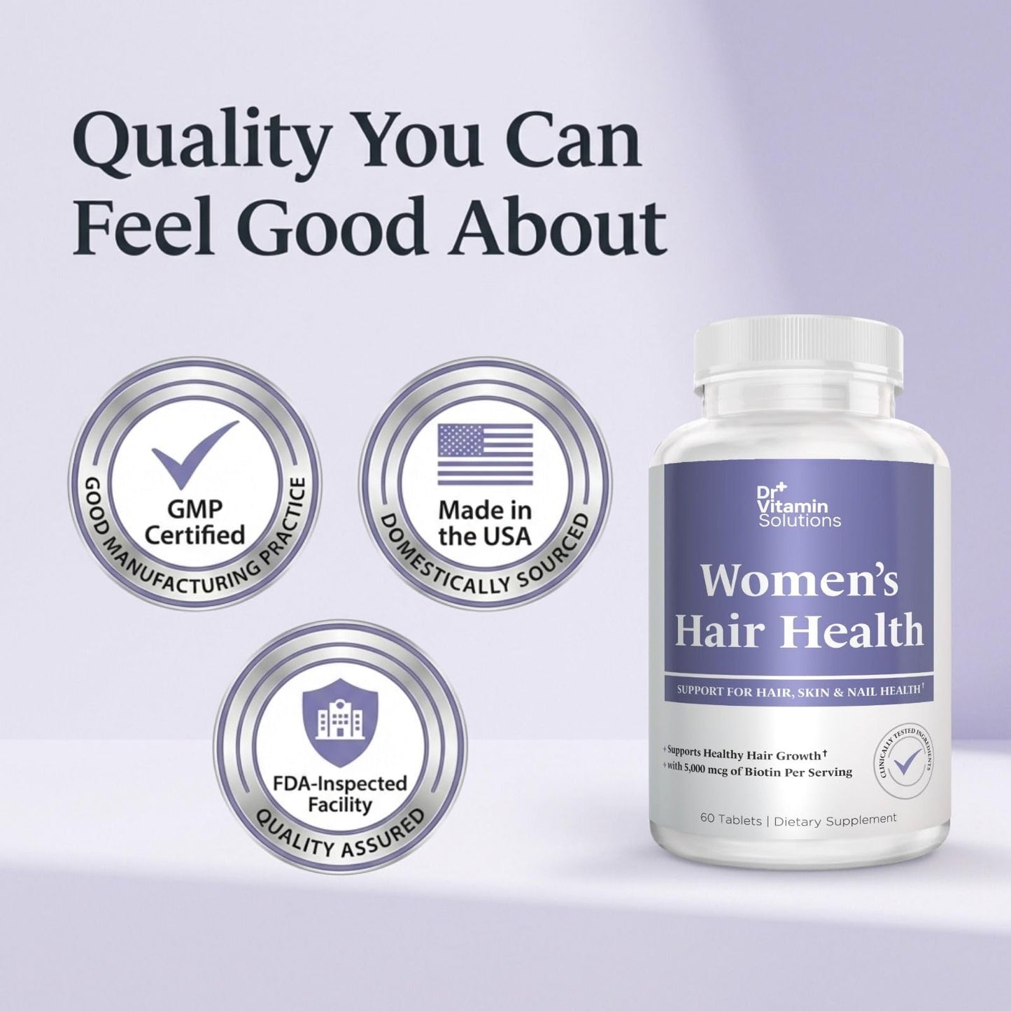 DR VITAMIN SOLUTIONS Hair Skin and Nails Vitamins for Women 60 Tablets