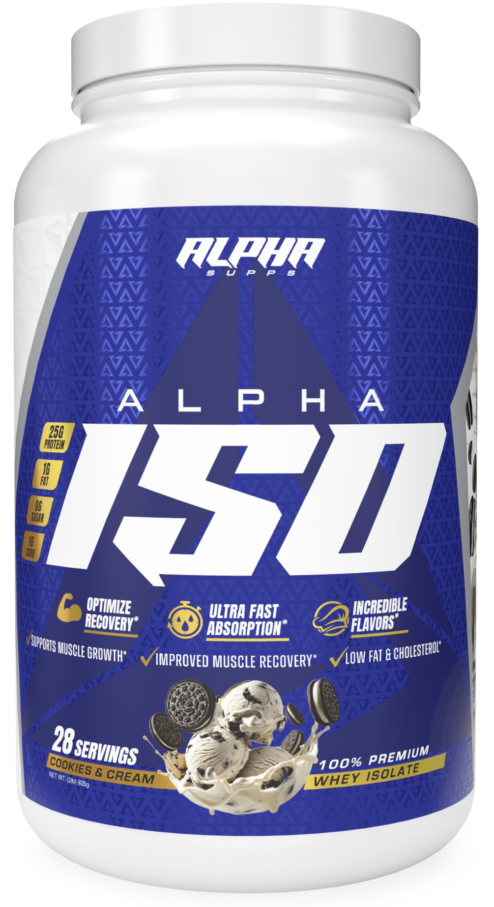 Alpha Supps ISO Low Carb 100% Whey Protein Isolate Powder, 32 Servings