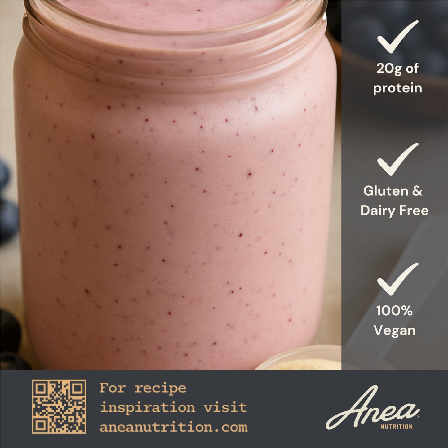 Anea Nutrition Plant Protein Powder Vanilla, 1.3 lb