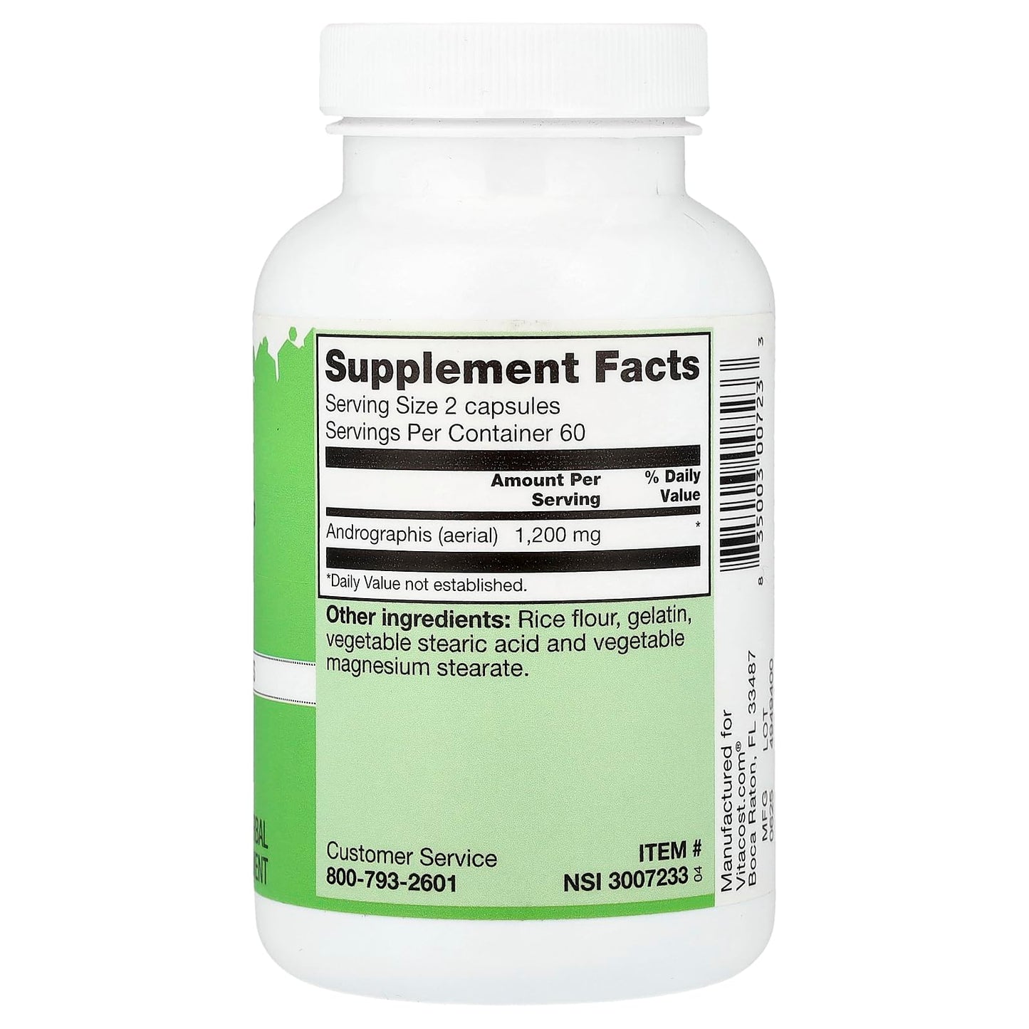 Vitacost Andrographis 1200 mg per Serving Capsule, 120 Capsules
