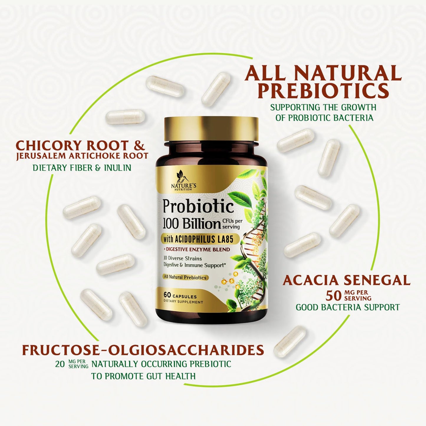 Nature's Nutrition Premium Probiotics Capsule 60 Count