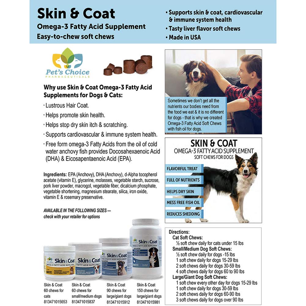 Pet's Choice Skin & Coat Omega 3 Soft Chews, 60 ct