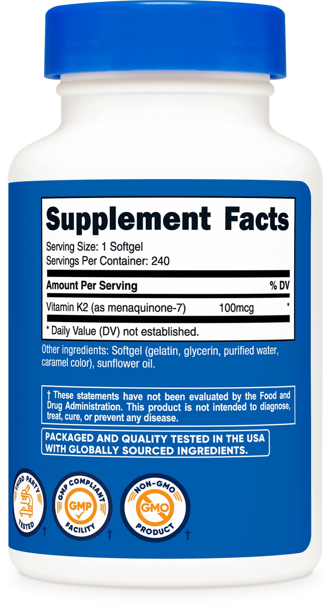 Nutricost Vitamin K2 MK-7 100 mcg Softgel, 240 Softgels