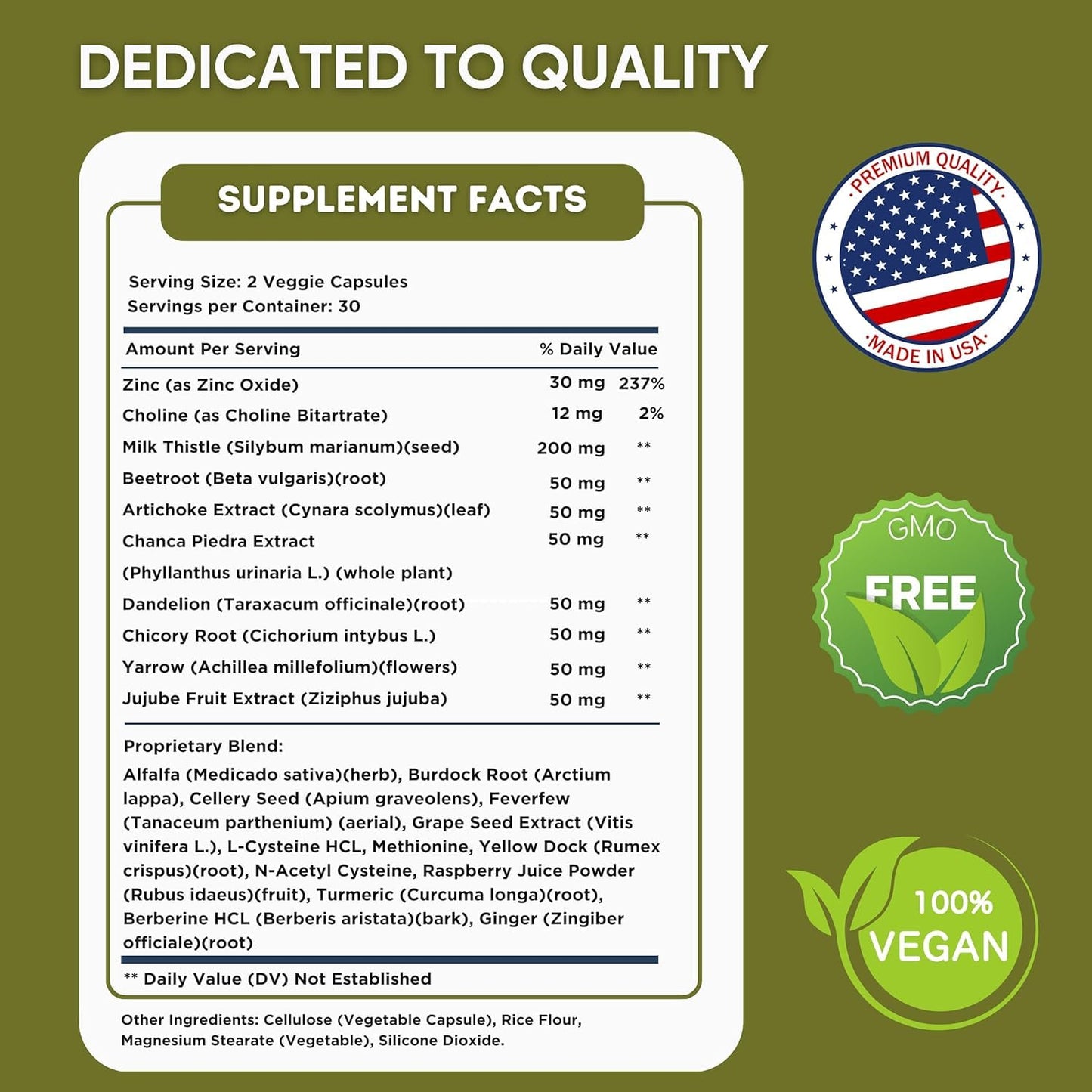 healblend Liver Support Milk Thistle and Zinc Supplement 60 Capsules