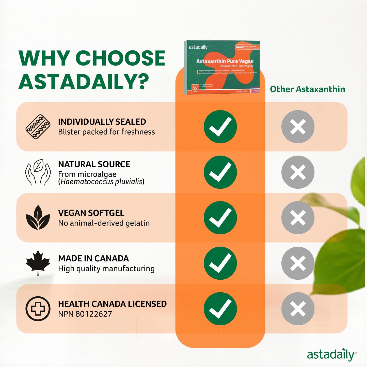 AstaDaily Astaxanthin Pure 6mg Softgels 60 Count