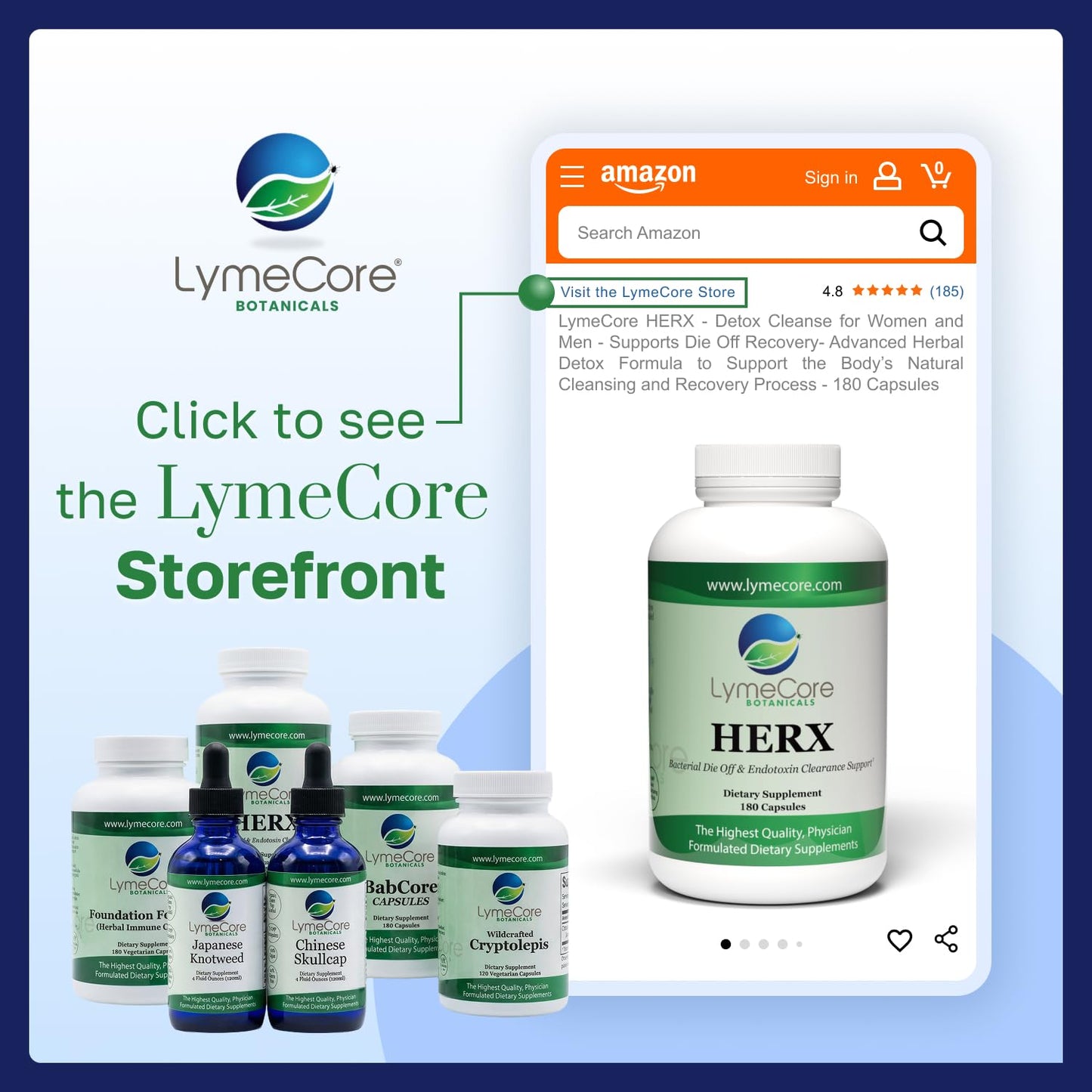 LymeCore Botanicals HERX Detox Cleanse Capsules, 180 Count