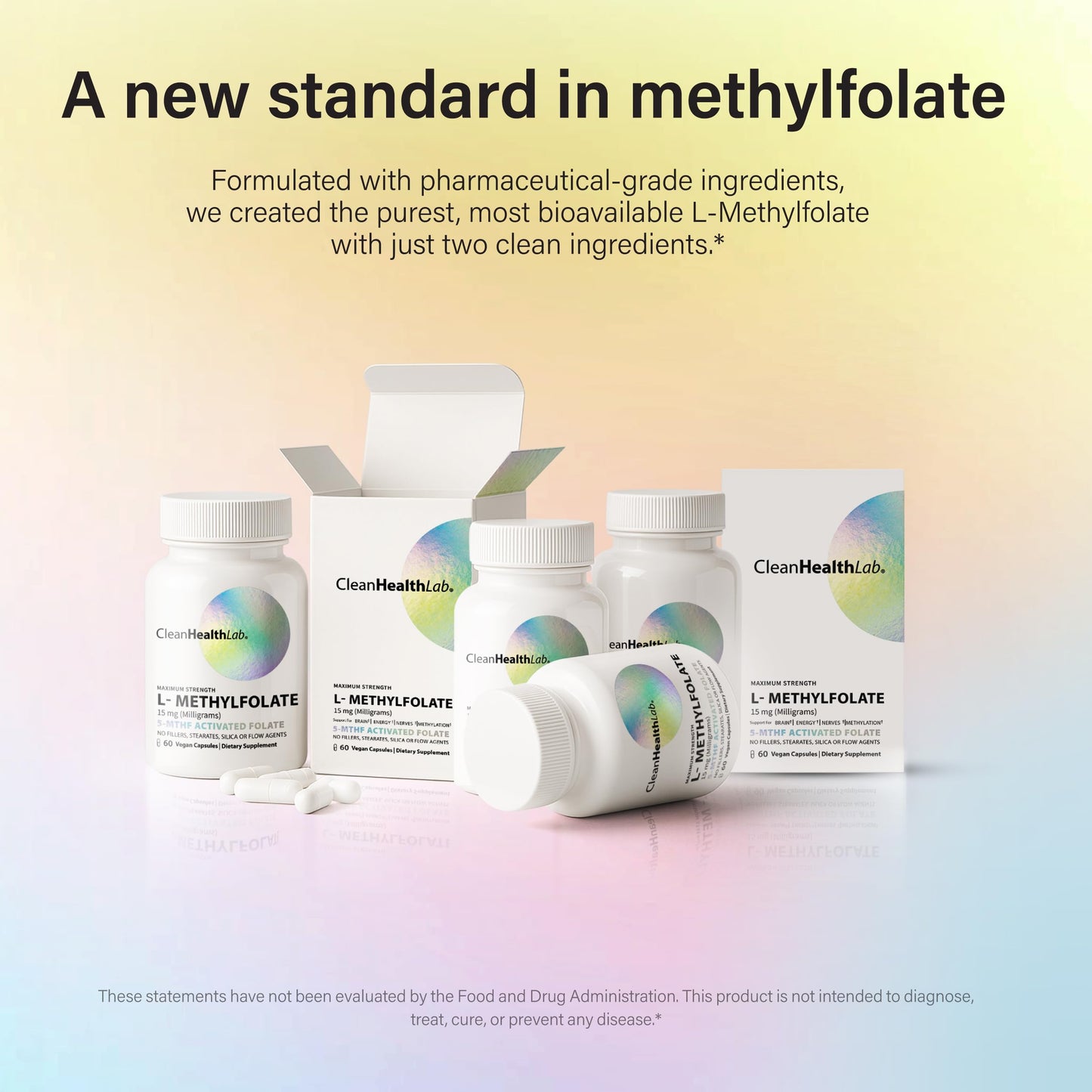 CLEAN HEALTH LAB L-Methylfolate 15mg, 5-MTHF Active Folate Capsule, 60 Count