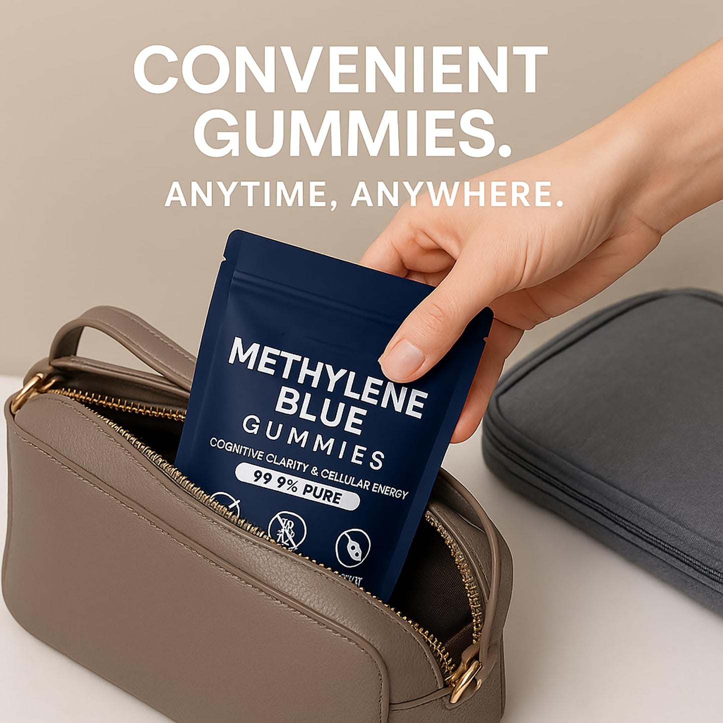 TRUEHEALTHIC Methylene Blue Gummies 5mg per Gummy, Supports Sustained Energy, Mental Clarity, Reduces Brain Fog & Improves Focus, Mood Enhancement, 30 Gummies