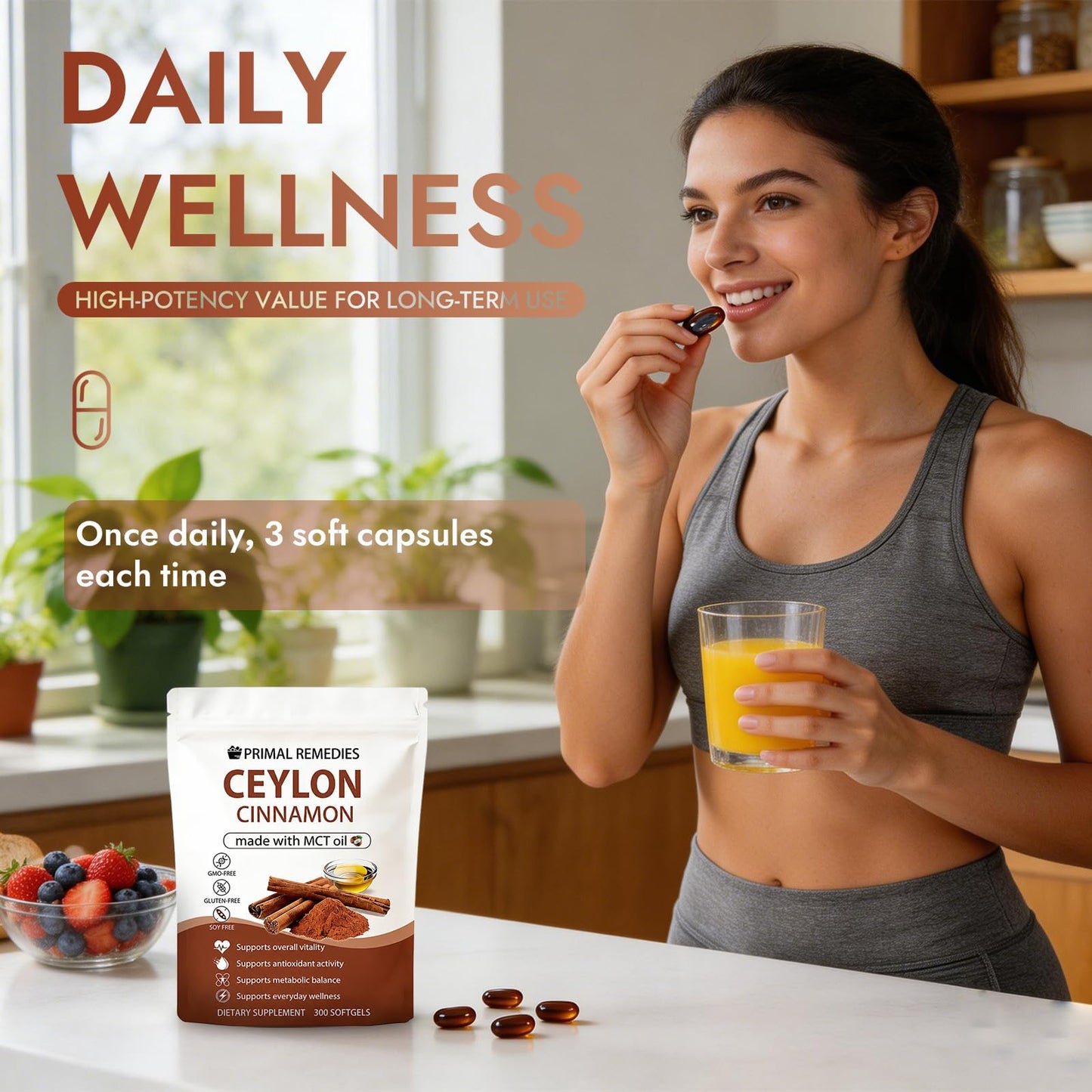 Adjustable Ceylon Cinnamon Made with MCT Oil Softgels, 300 Count