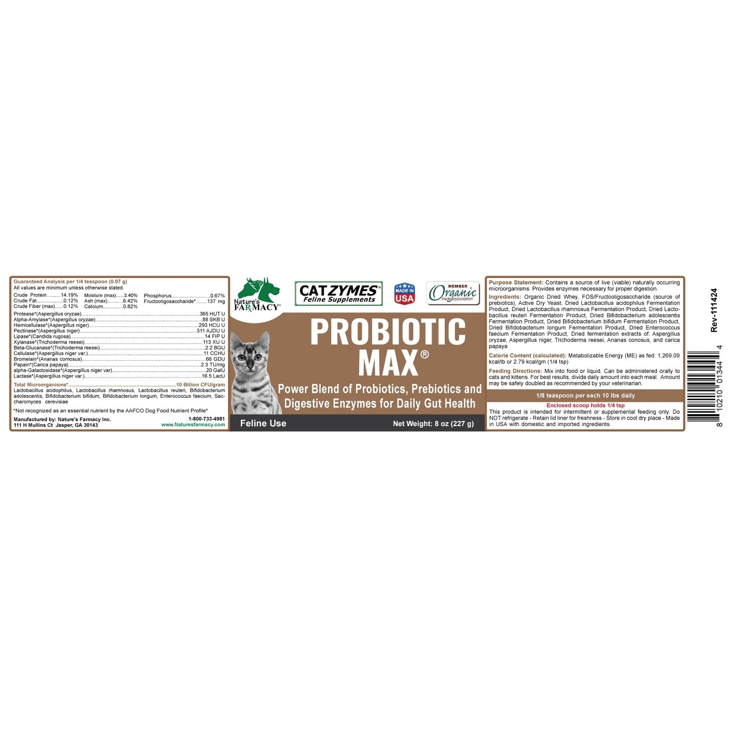 CATZYMES Probiotic Max Powder 8 Live Beneficial Microorganisms