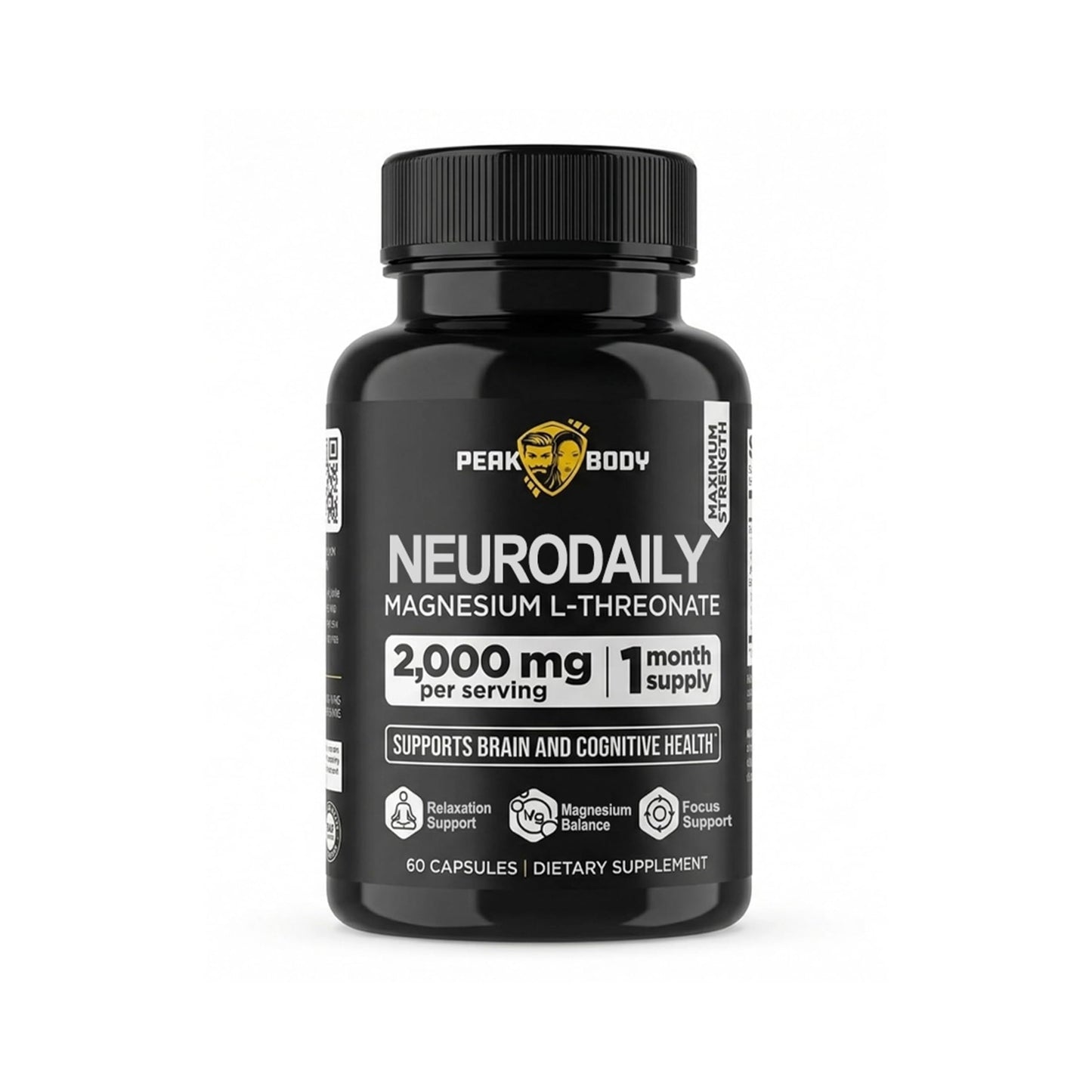Peak Body Magnesium L-Threonate Capsules, 60 Count