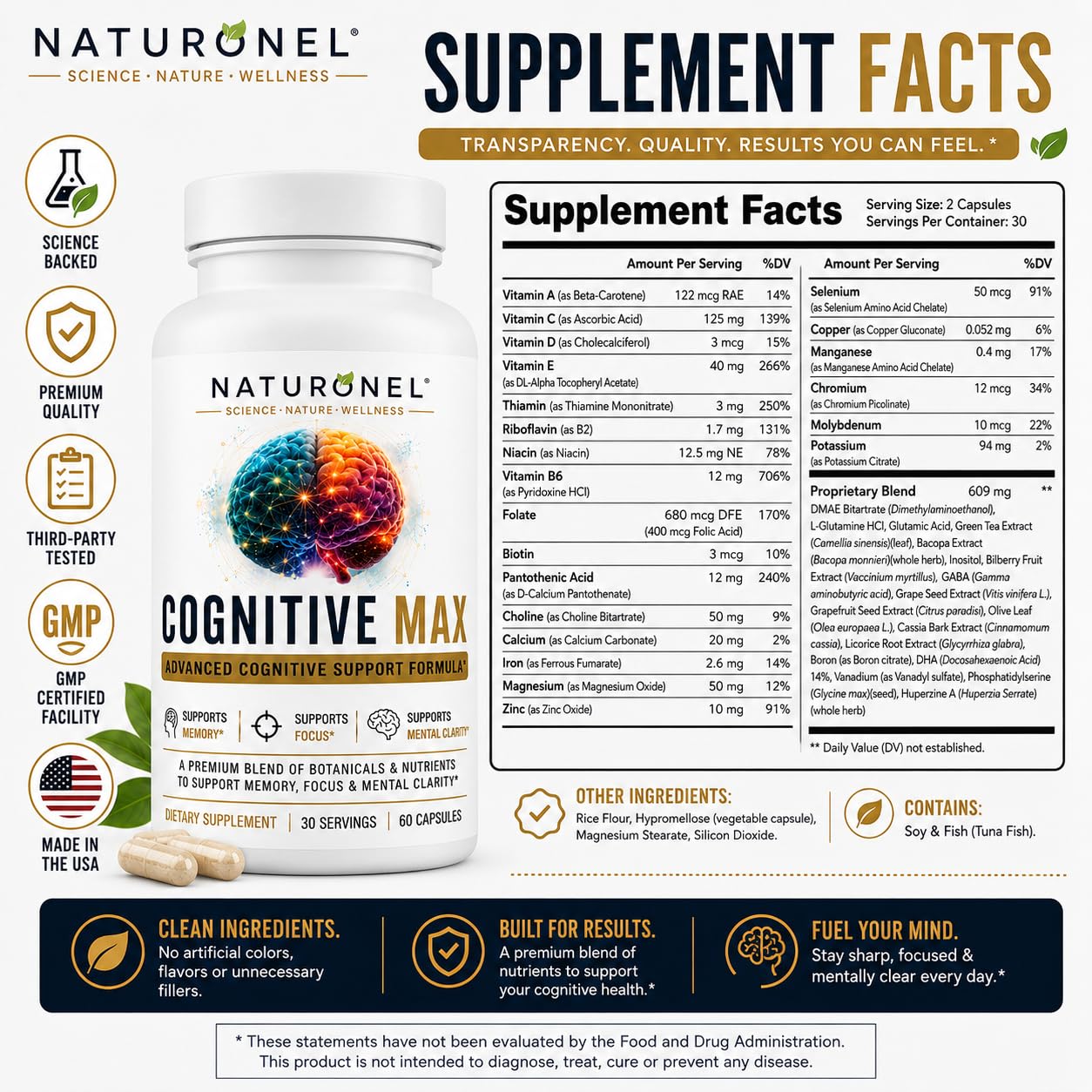 Naturonel Cognitive Max Brain Supplement Capsule 60 Count