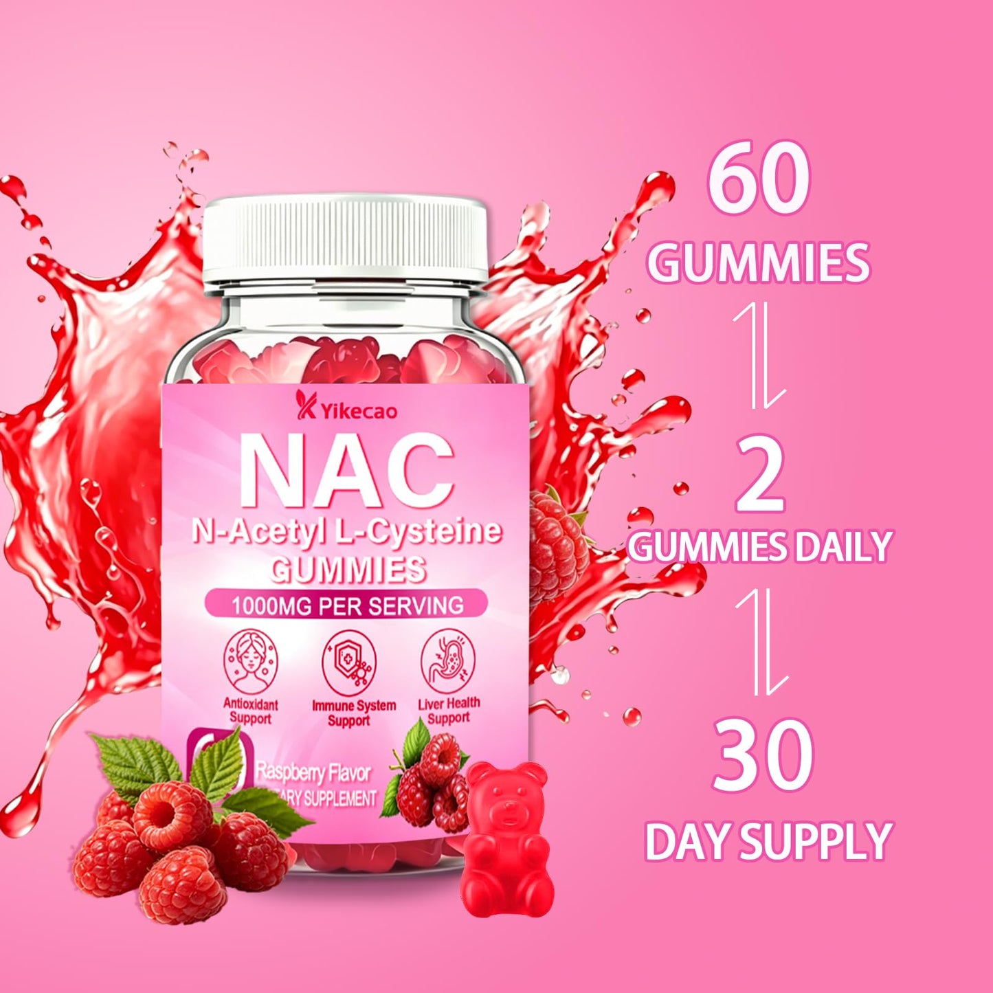 Yikecao NAC Gummies 60 Count