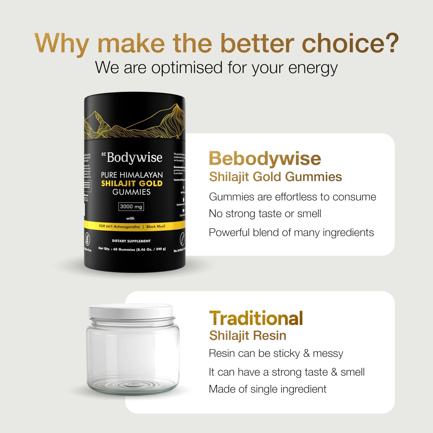 Be Bodywise Pure Himalayan Shilajit Gummies 120 Gummies
