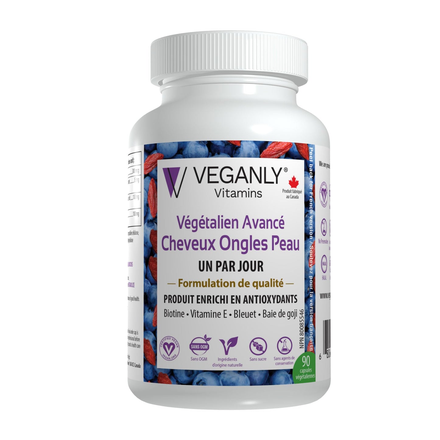 VEGANLY Vitamins Vegan Advanced Hair Nail Skin One-Daily 90 Capsules