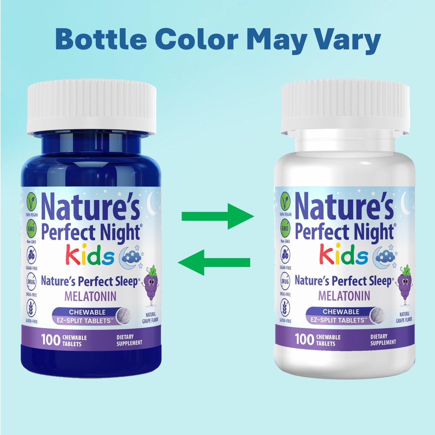Nature's Perfect Night Kids Melatonin 1mg Chewable Tablets, 100 Count