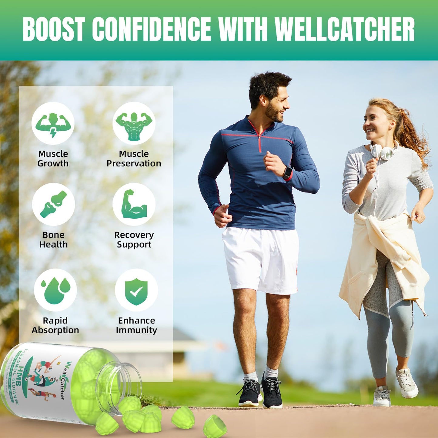 Wellcatcher HMB and Leucine Amino Acid Gummies, 60 Count