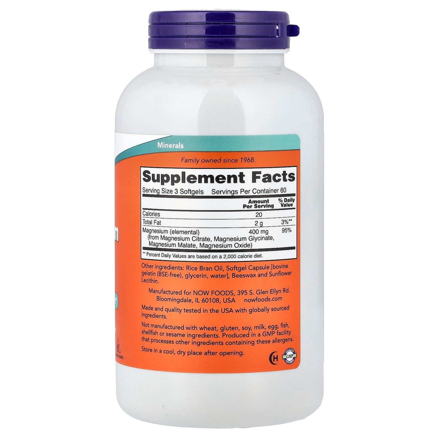 NOW Foods Magnesium Citrate Softgels 180 Count