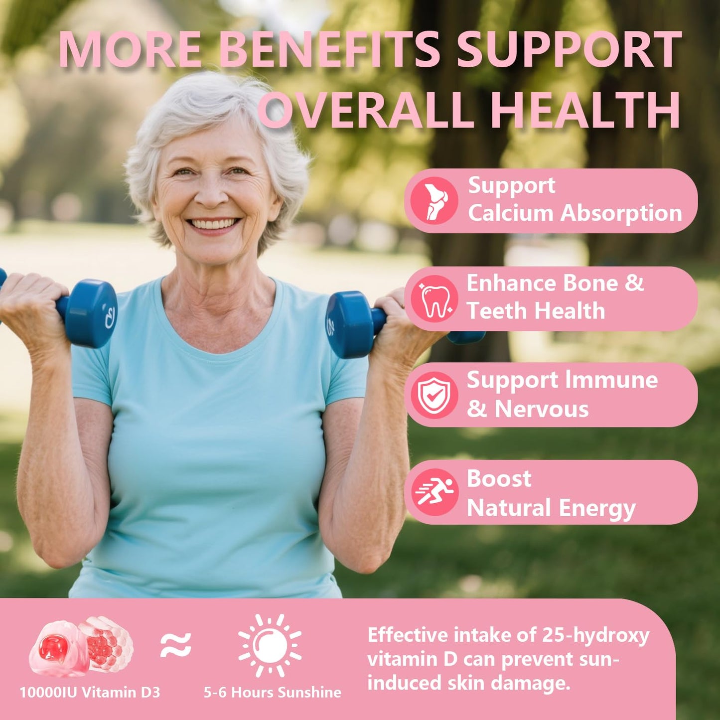 Crasye Vitamin D3 K2 Gummies 10000 IU with 500mg Calcium Magnesium Zinc, Peach Flavor, 60 Gummies