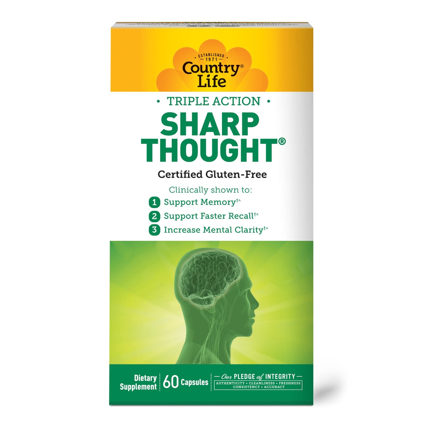 Country Life Sharp Thought Phosphatidylserine with DHA Capsules, 60 Count