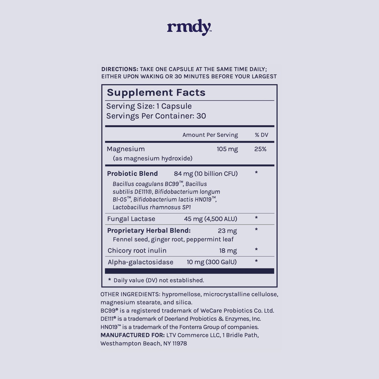 rmdy Constipation, Bloating, & Gas Relief | Relief from Diarrhea, & IBS | Probiotic for Digestive Health & Gut, 30 Capsules