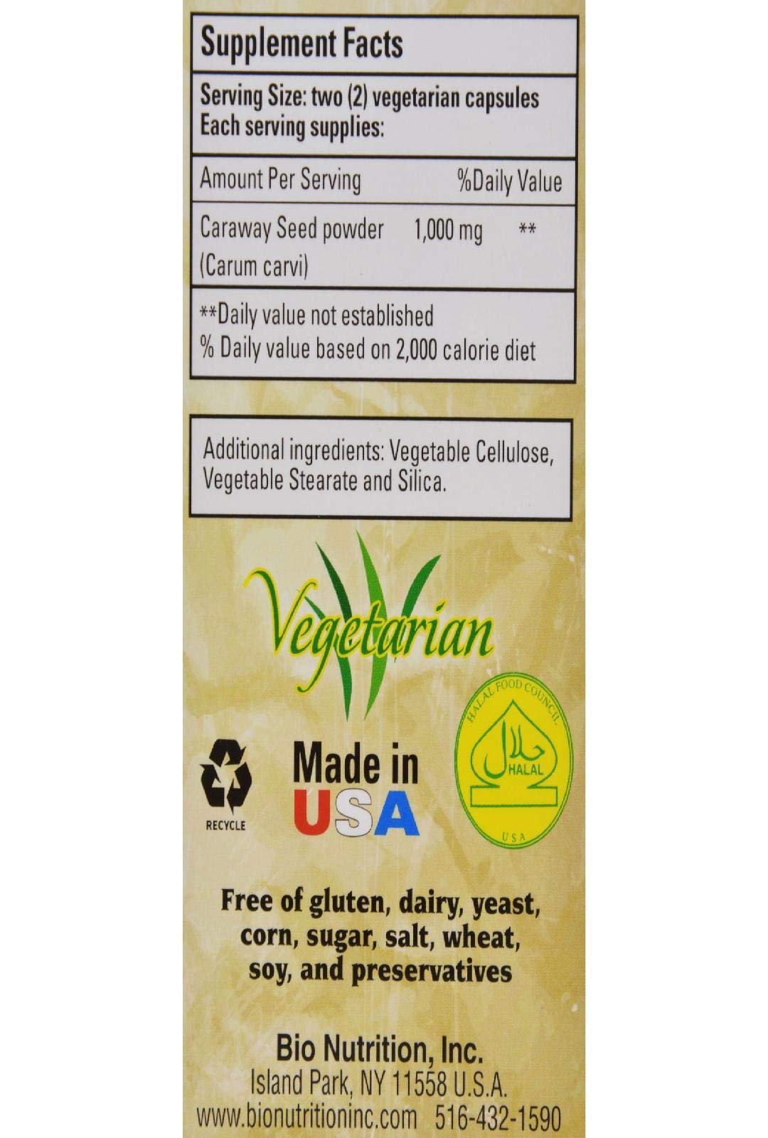Bio Nutrition Caraway Seed Capsule, 60 Capsules