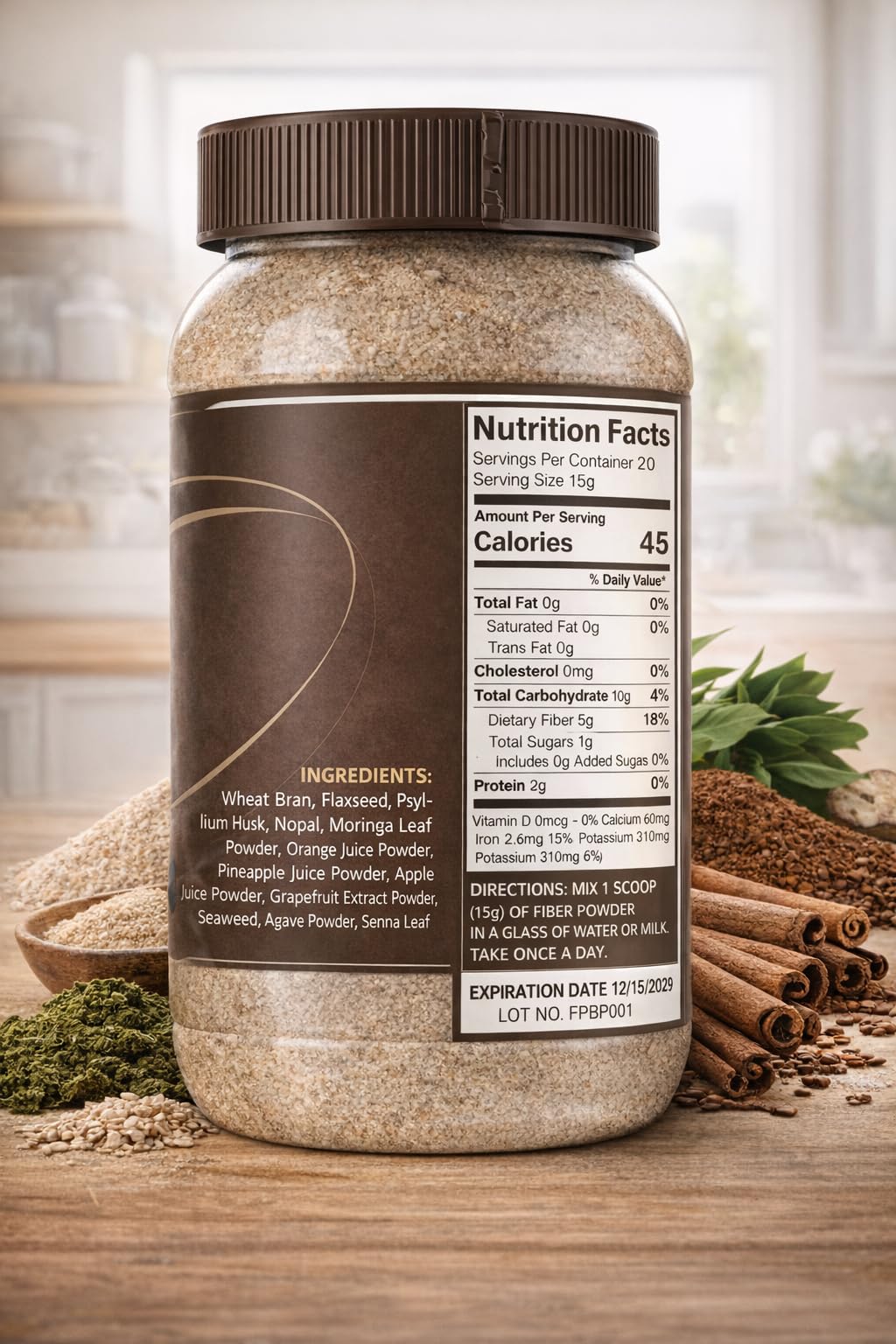 HERBALISTA Fibra de Pan Puerco Daily Fiber Powder, 10 oz