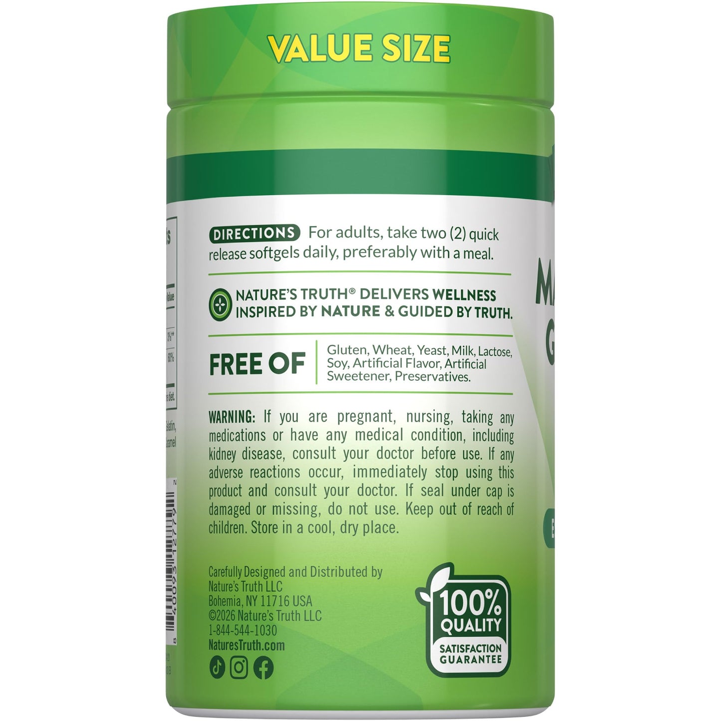 Nature's Truth Magnesium Glycinate 250mg Softgels 120 Count
