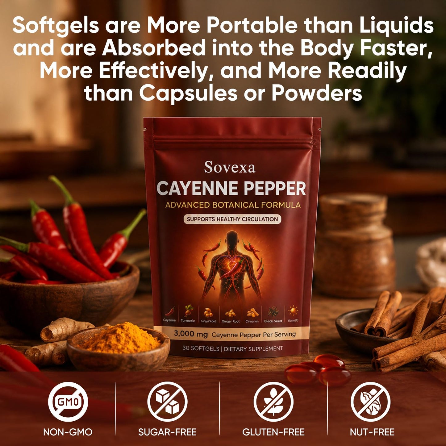 Sovexa Cayenne Pepper Softgels 1 Count