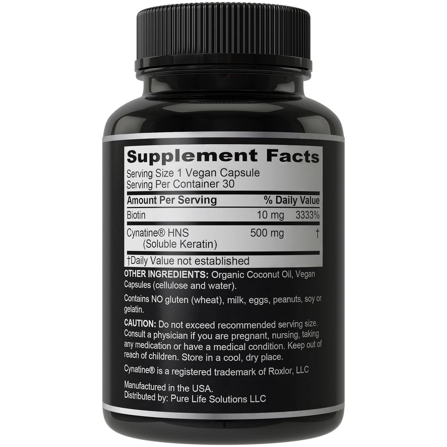 Hair Thickness Maximizer Clinically Studied Keratin Cynatine HNS + Biotin 10000mcg for Hair Growth Capsule 30 Count